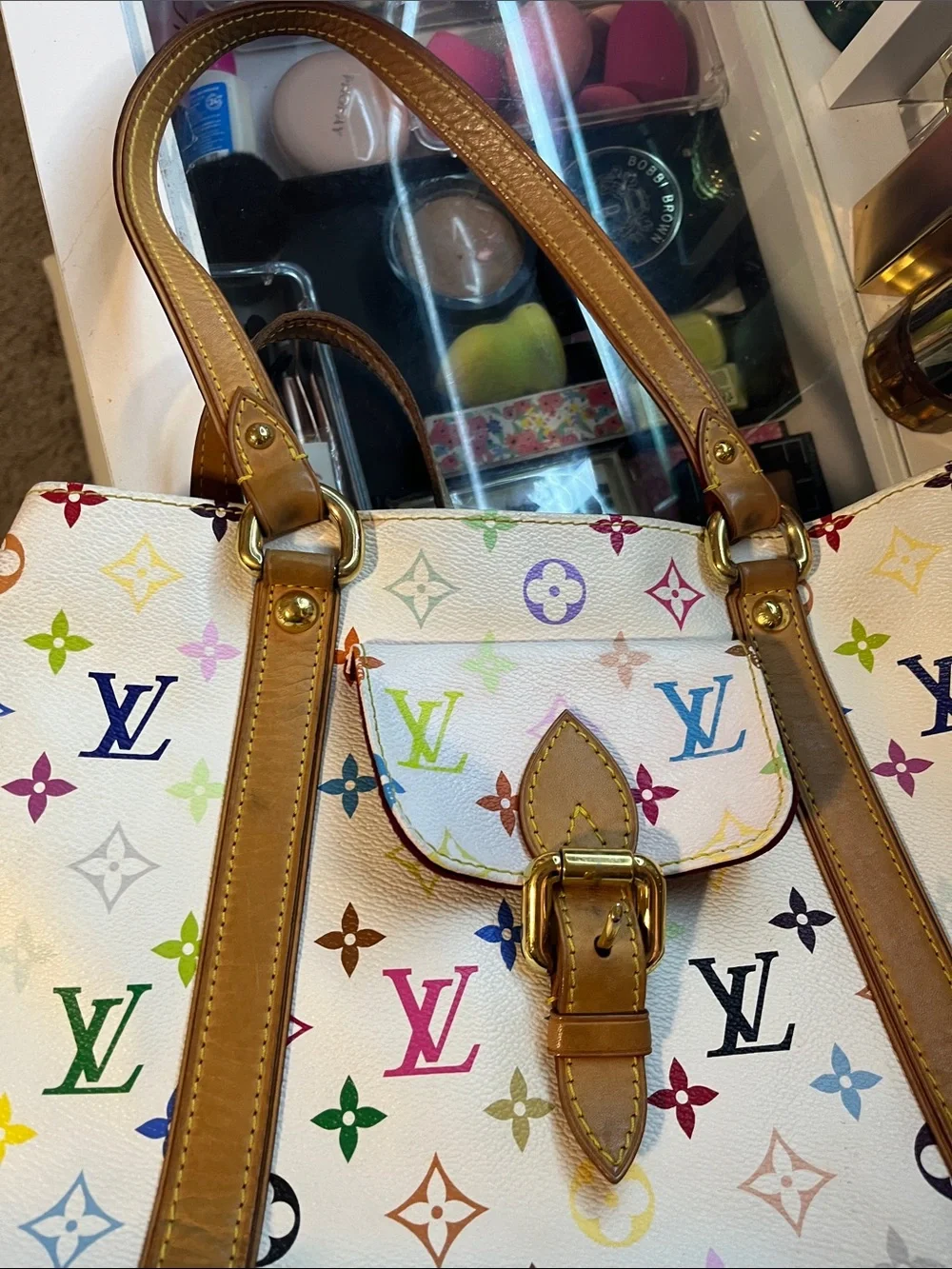 Louis Vuitton White Murakami Takashi Aurelia Tote